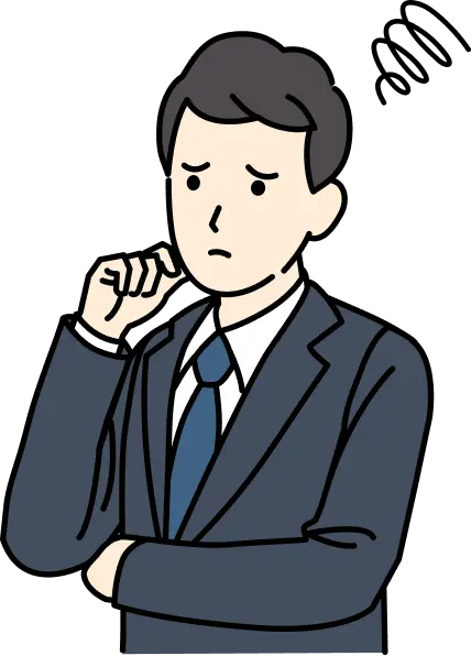 悩んでいる企業担当者の男性